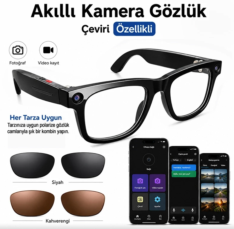 S2 Akıllı Gözlük – Bluetooth, Müzik & Arama Özellikli
