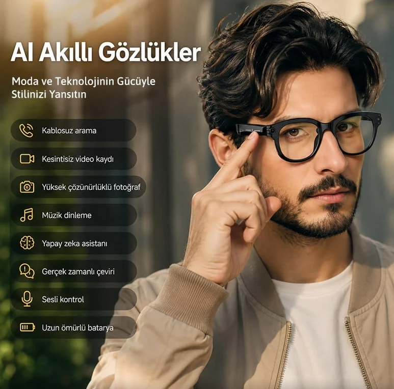S2 Akıllı Gözlük – Bluetooth, Müzik & Arama Özellikli